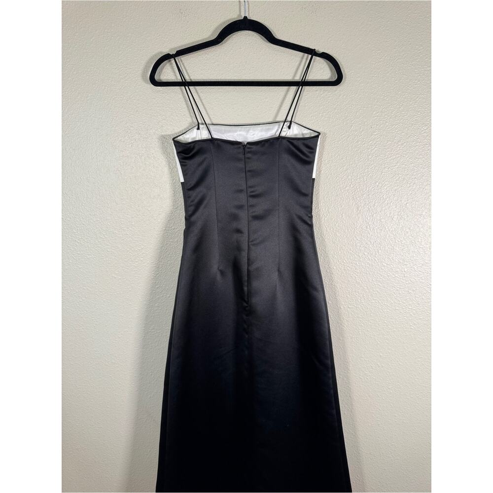 Vintage Jessica McClintock Gunne Sax Black White Red Satin Midi Dress Womens S - Picture 10 of 14